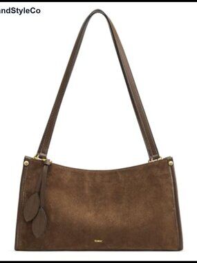 Genuine Suede Leather Shoulder Bag Tote for Women Work Travel Minimalist